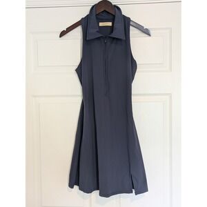 Qinsen Womens Navy Blue Quarter Zip Sleeveless Tennis Golf Dress with Shorts M